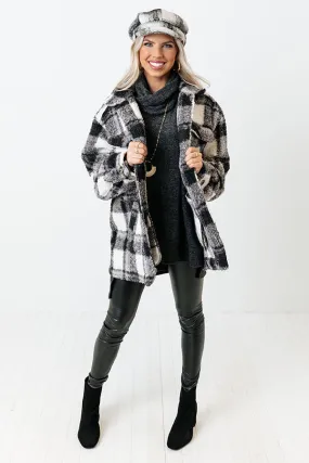 Cozy Atmosphere Sherpa Jacket In Charcoal