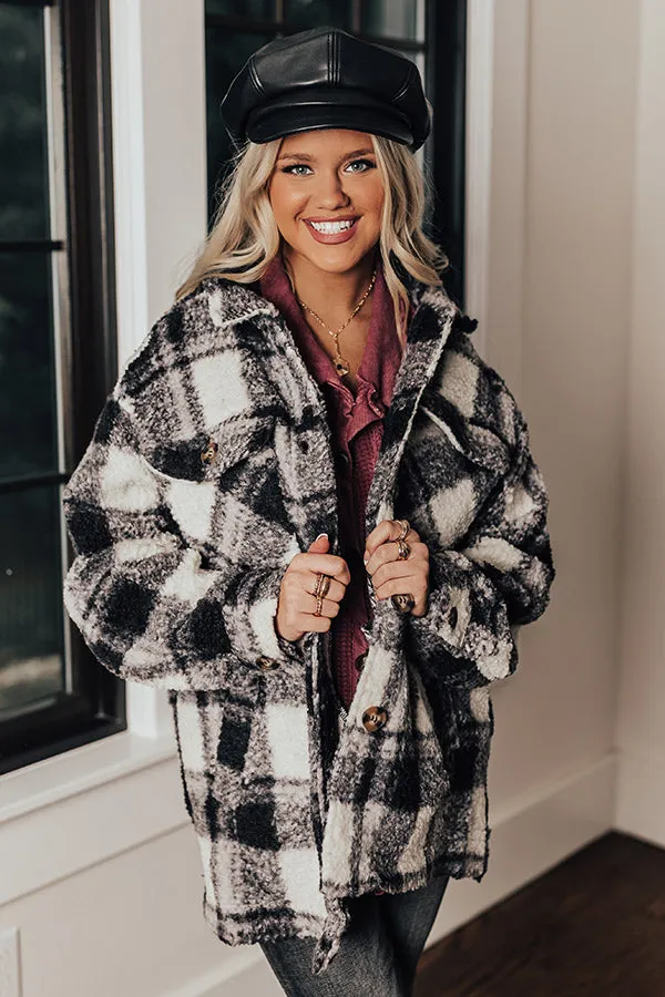 Cozy Atmosphere Sherpa Jacket In Charcoal