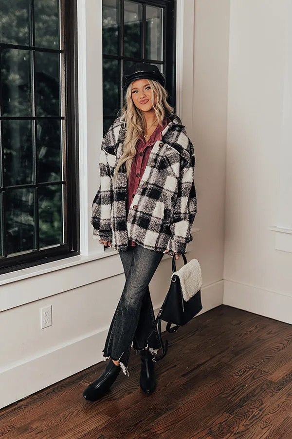 Cozy Atmosphere Sherpa Jacket In Charcoal