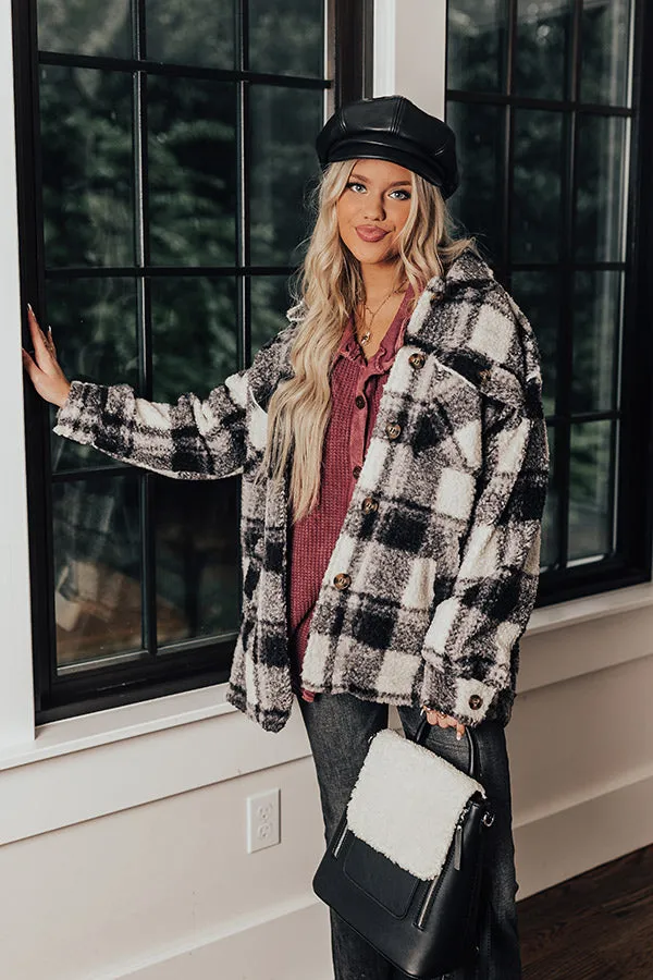 Cozy Atmosphere Sherpa Jacket In Charcoal