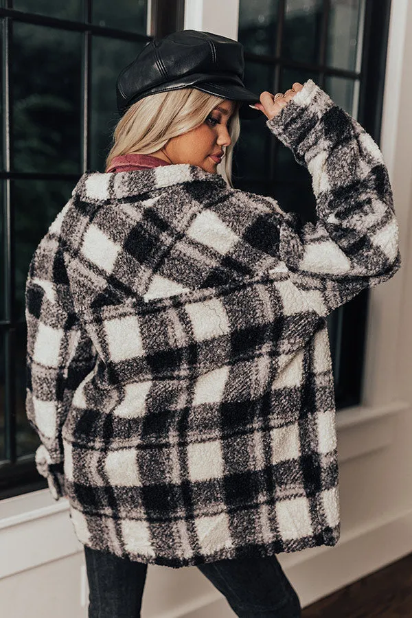 Cozy Atmosphere Sherpa Jacket In Charcoal