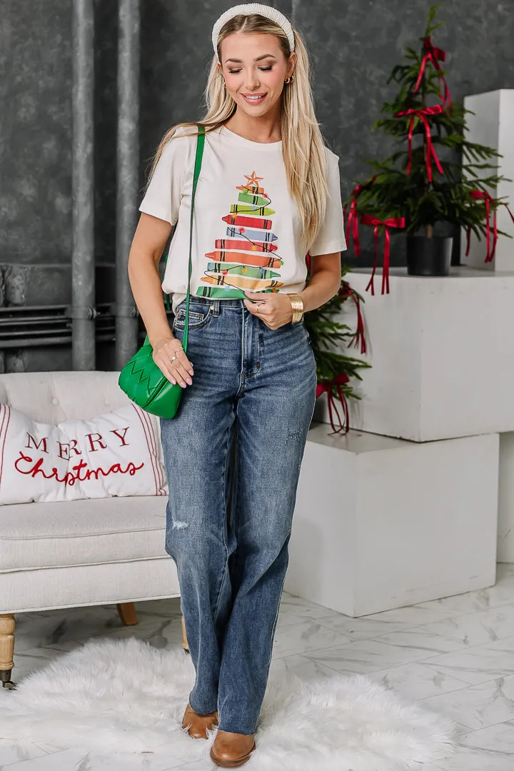 Crayon Christmas Tree Graphic Tee