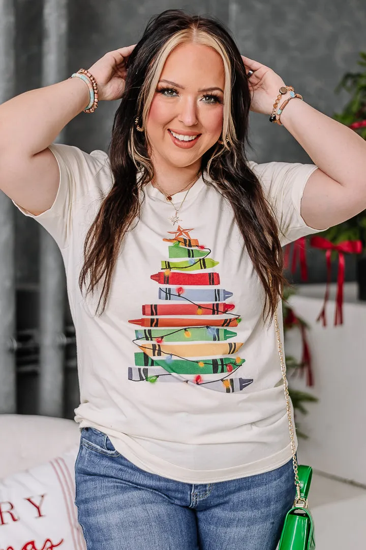 Crayon Christmas Tree Graphic Tee