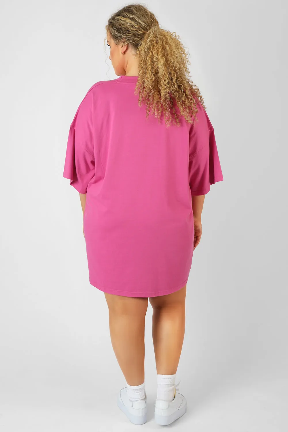 Curve Philadelphia Embroidered T Shirt Dress Magenta