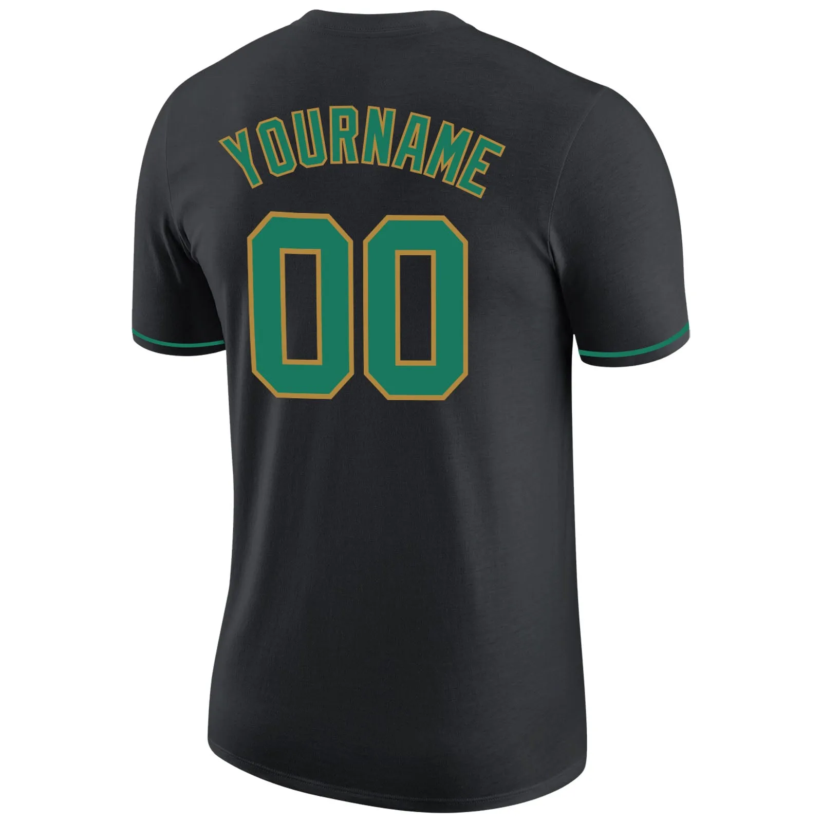 Custom Black Kelly Green-Old Gold Performance T-Shirt