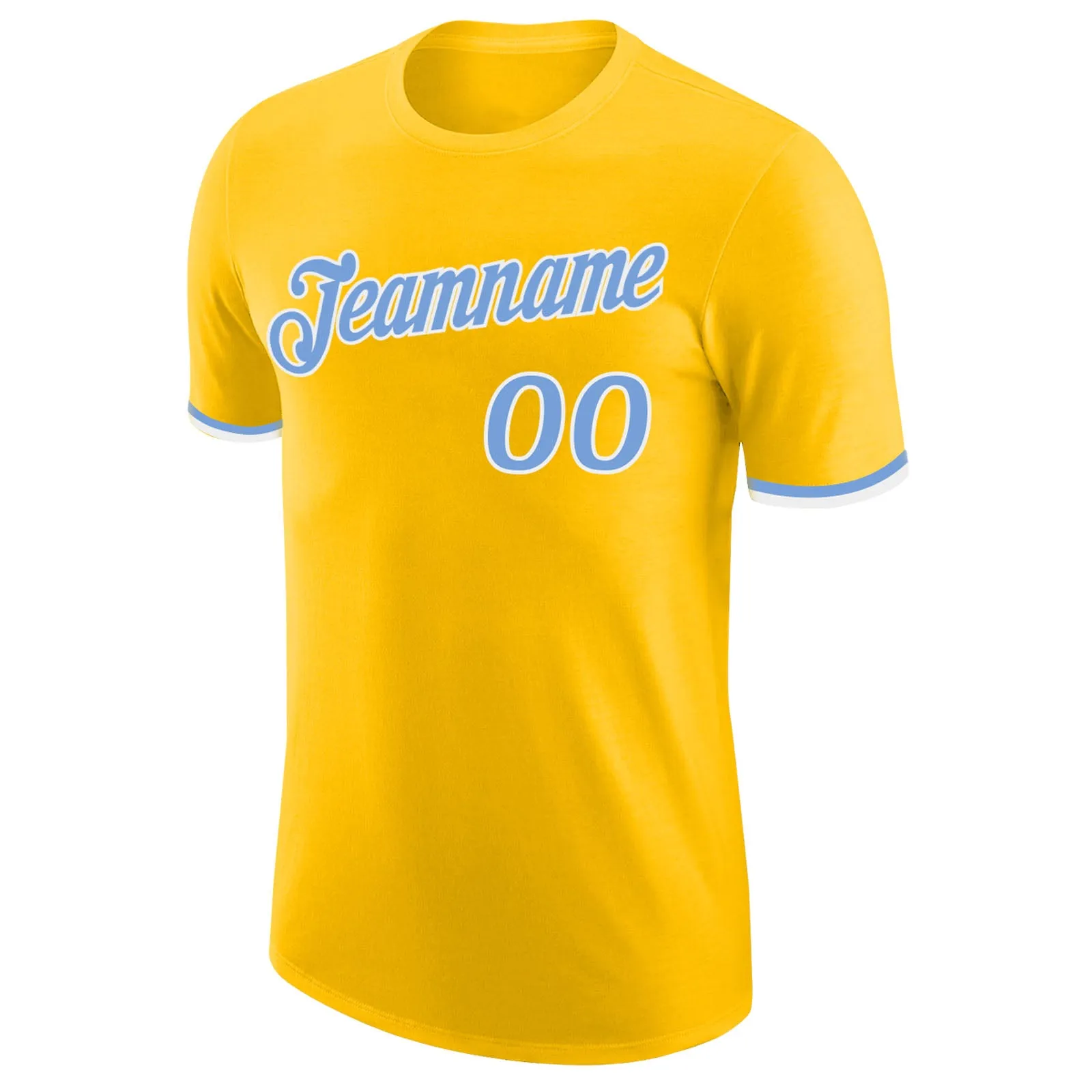 Custom Gold Light Blue-White Performance T-Shirt