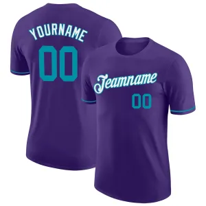 Custom Purple Teal-White Performance T-Shirt