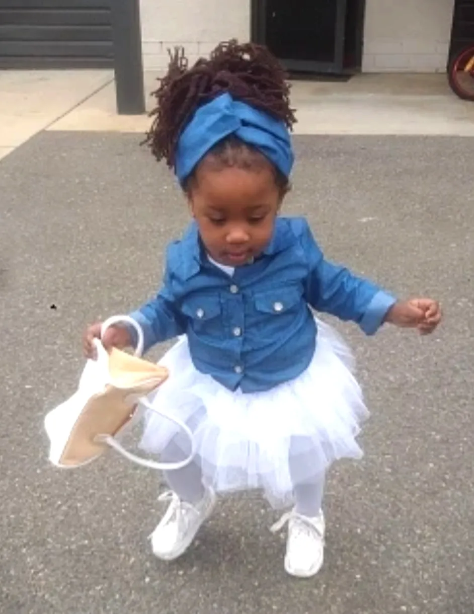 Denim Shirt, Headband and White Tutu #10007