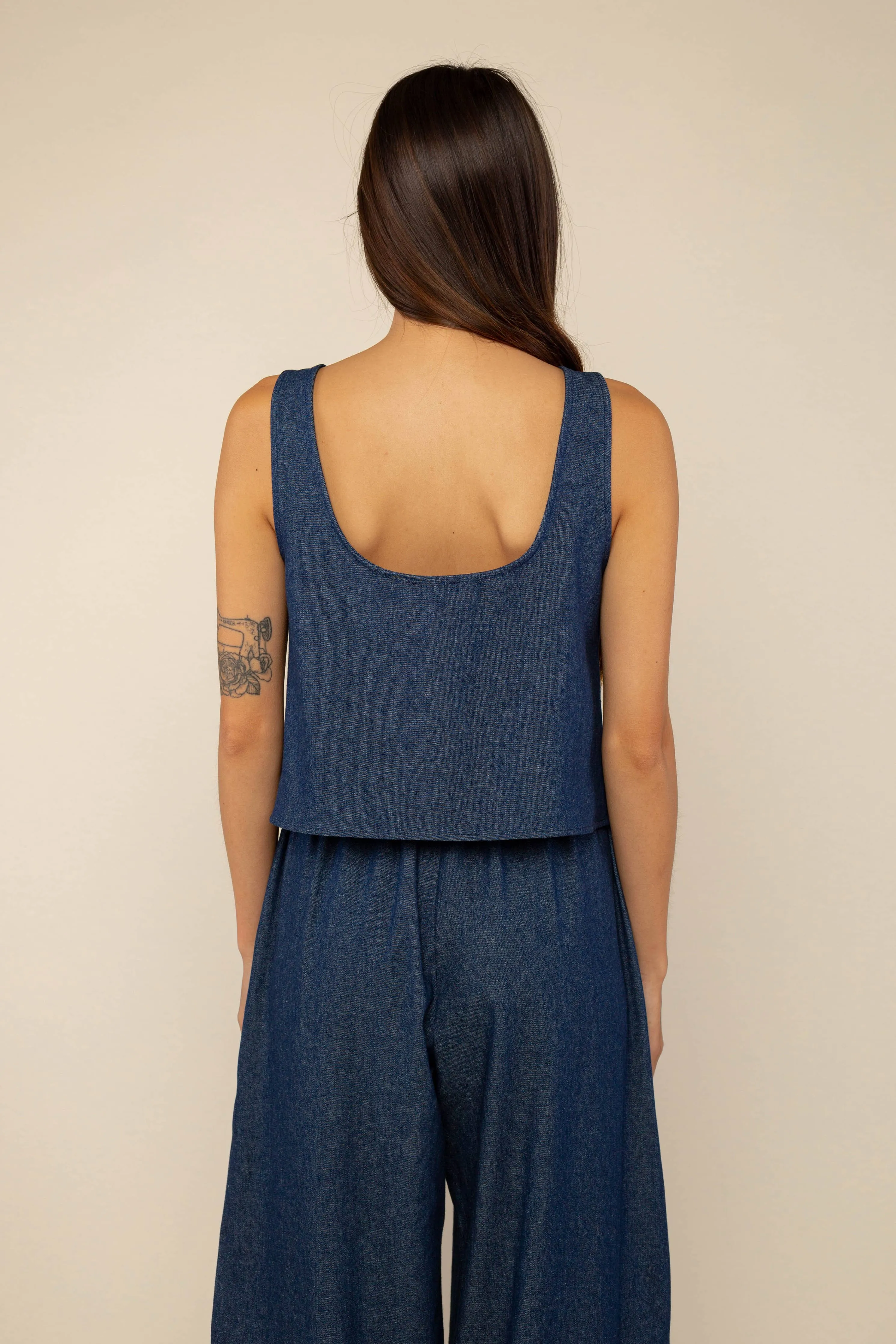 Denim Tie Tank Top