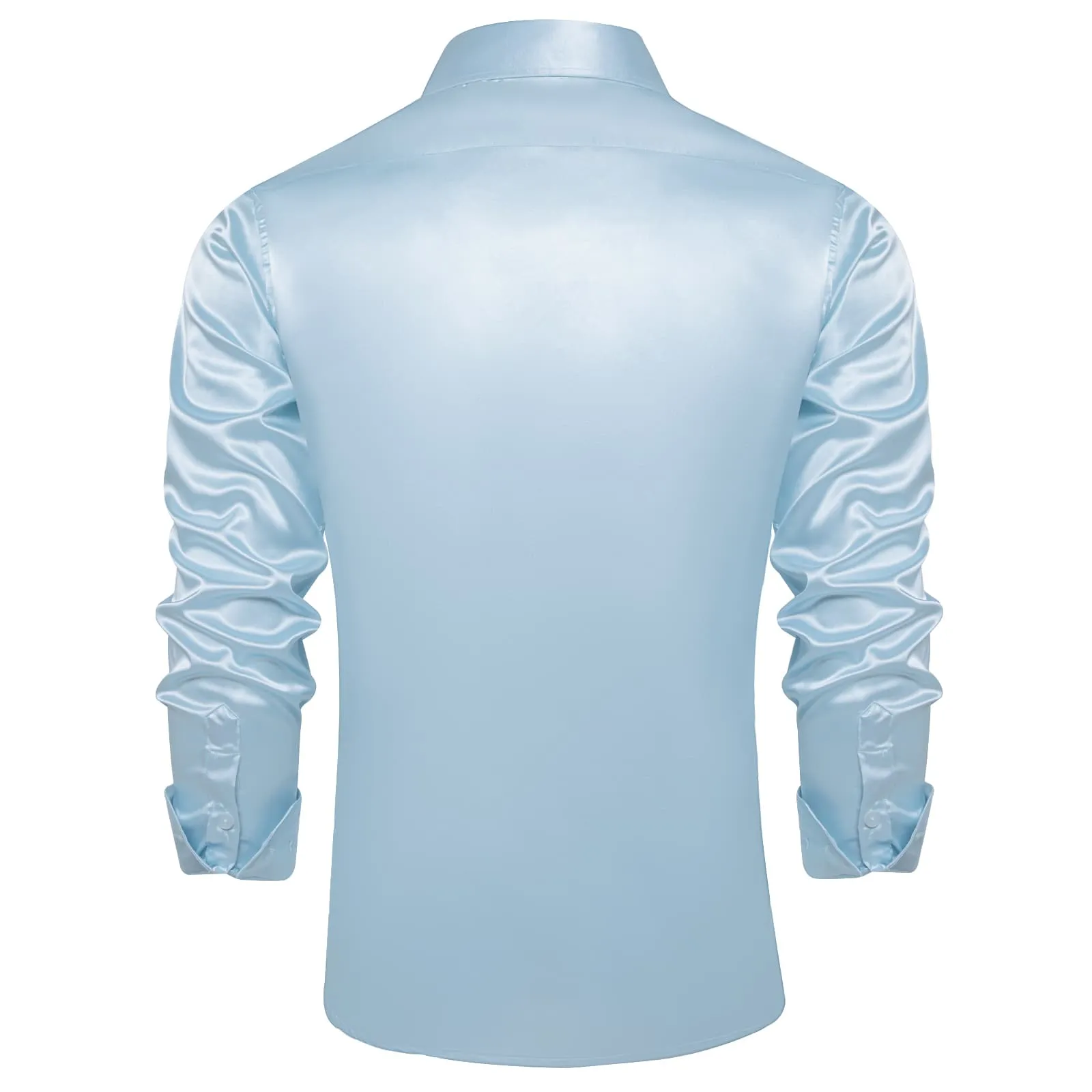 DiBanGu Collar Shirt Light Sky Blue Solid Men's Long Sleeve Button Up Shirt Jacket