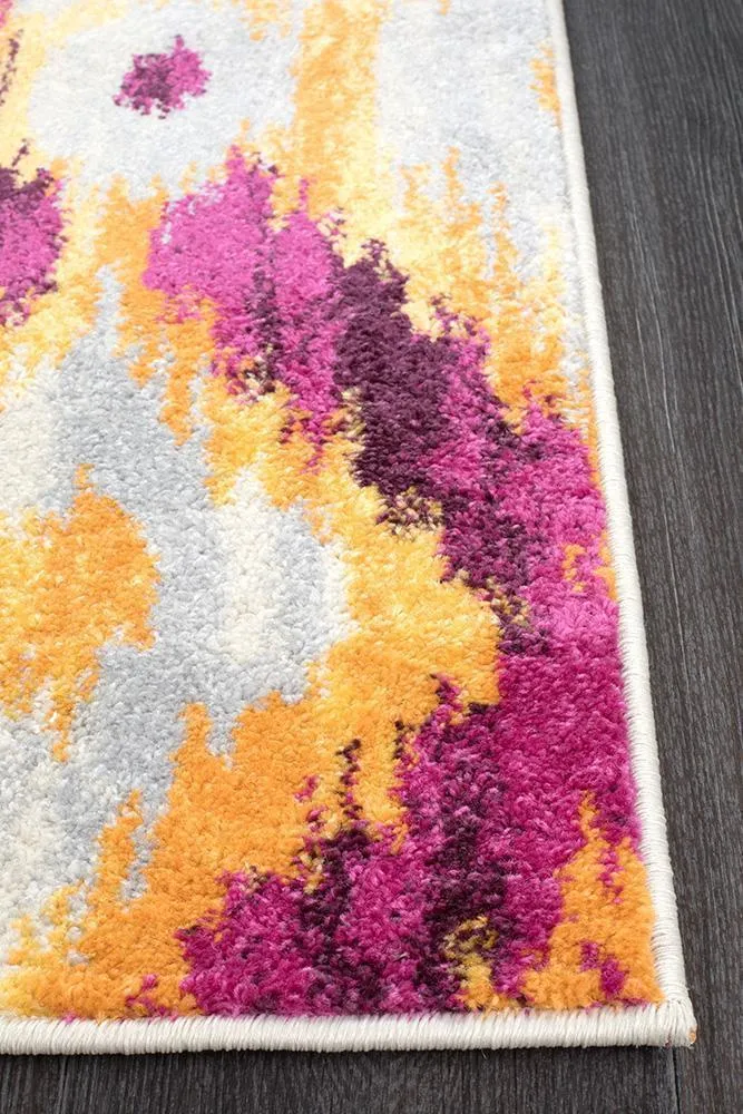 Dimensions Divinity Burst Aubergine Modern Runner Rug