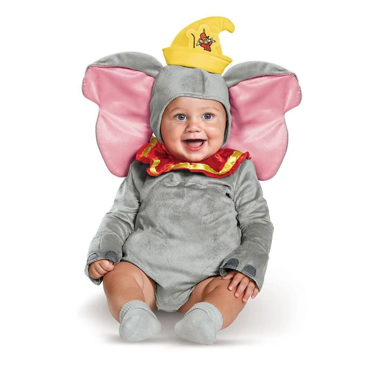 Disney Dumbo Classic Costume for Babies, Grey Jumpsuit and Headpiece