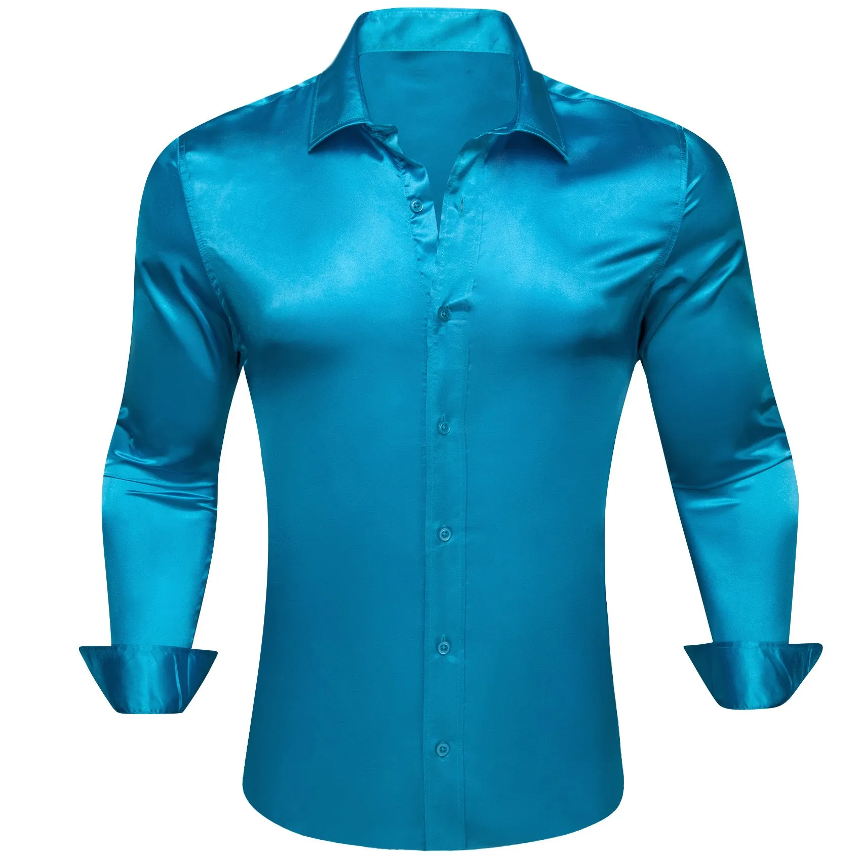 DoderBlue Solid Silk Men's Long Sleeve Shirt