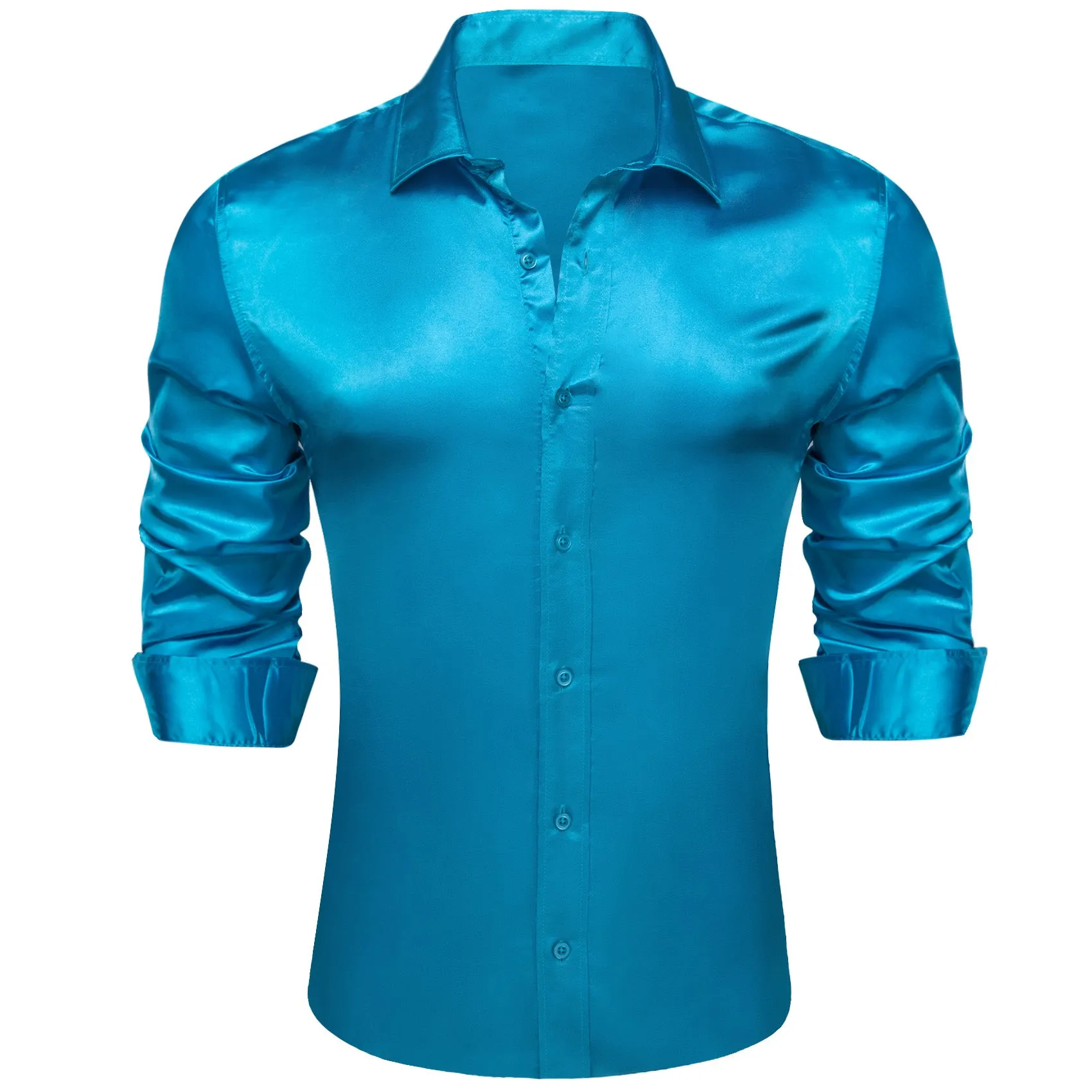 DoderBlue Solid Silk Men's Long Sleeve Shirt