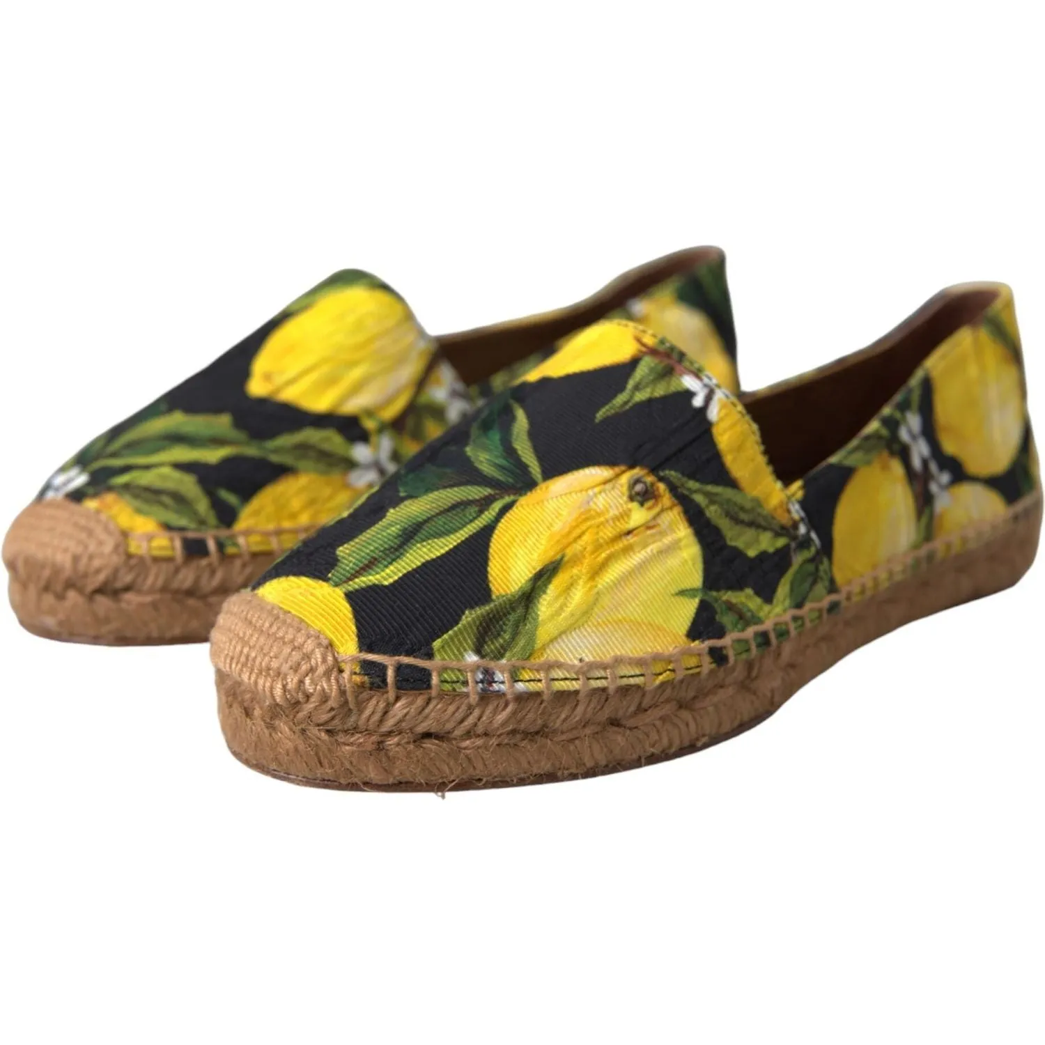 Dolce & Gabbana Multicolor Lemon Slip On Espadrilles Shoes