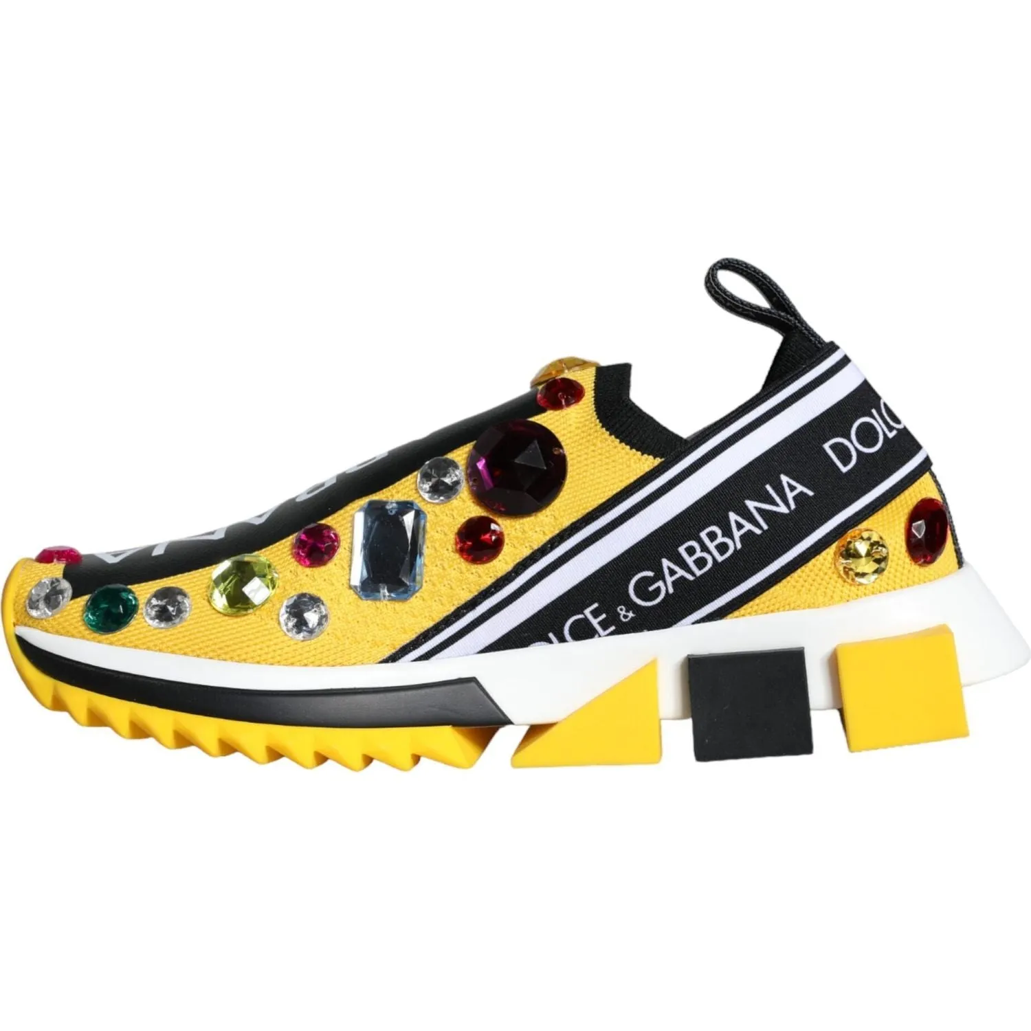 Dolce & Gabbana Yellow Sorrento Crystals Sneakers Womens Shoes