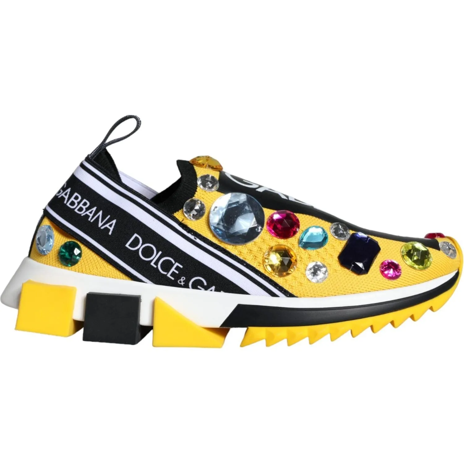 Dolce & Gabbana Yellow Sorrento Crystals Sneakers Womens Shoes