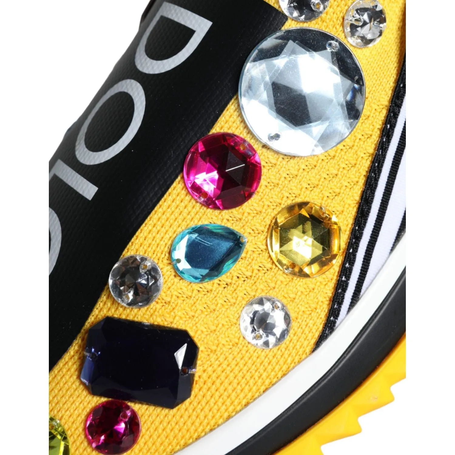 Dolce & Gabbana Yellow Sorrento Crystals Sneakers Womens Shoes