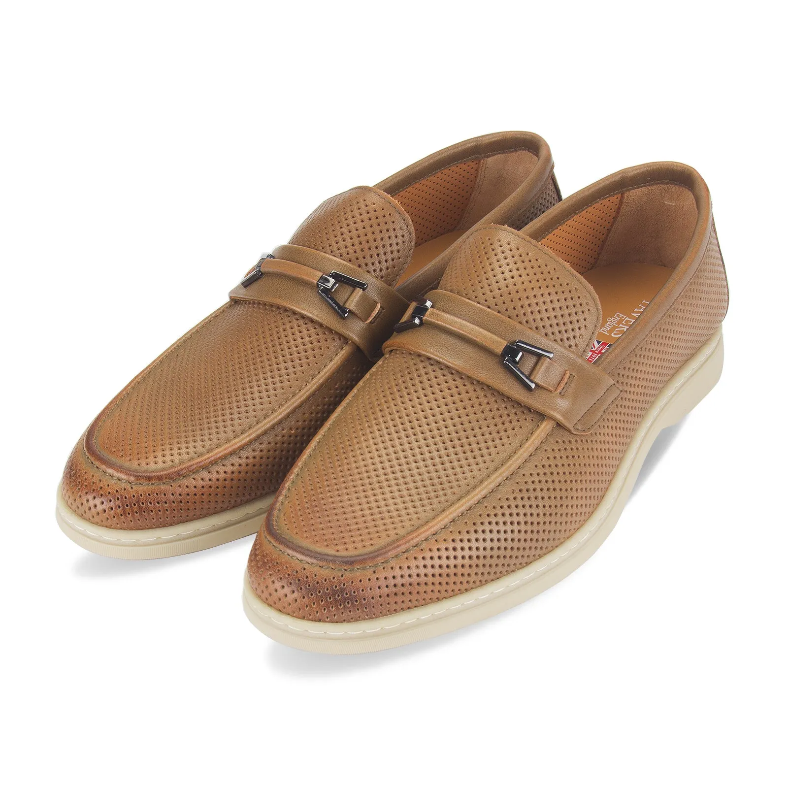 Duke textured leather casual slip-on loafer