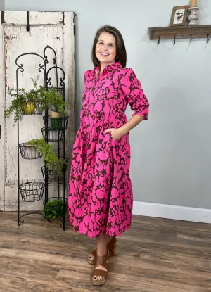 Eleanor Dress in Happy Place Pink by Michelle McDowell