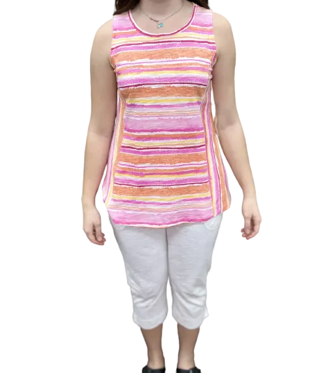 Escape by Habitat Wavy Stripe Seamed Tank Top E11702-Flamingo - 1 ONLY SIZE SMALL - 20% OFF