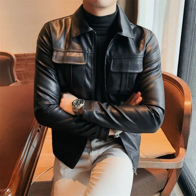 Faux Leather Polyester Jacket