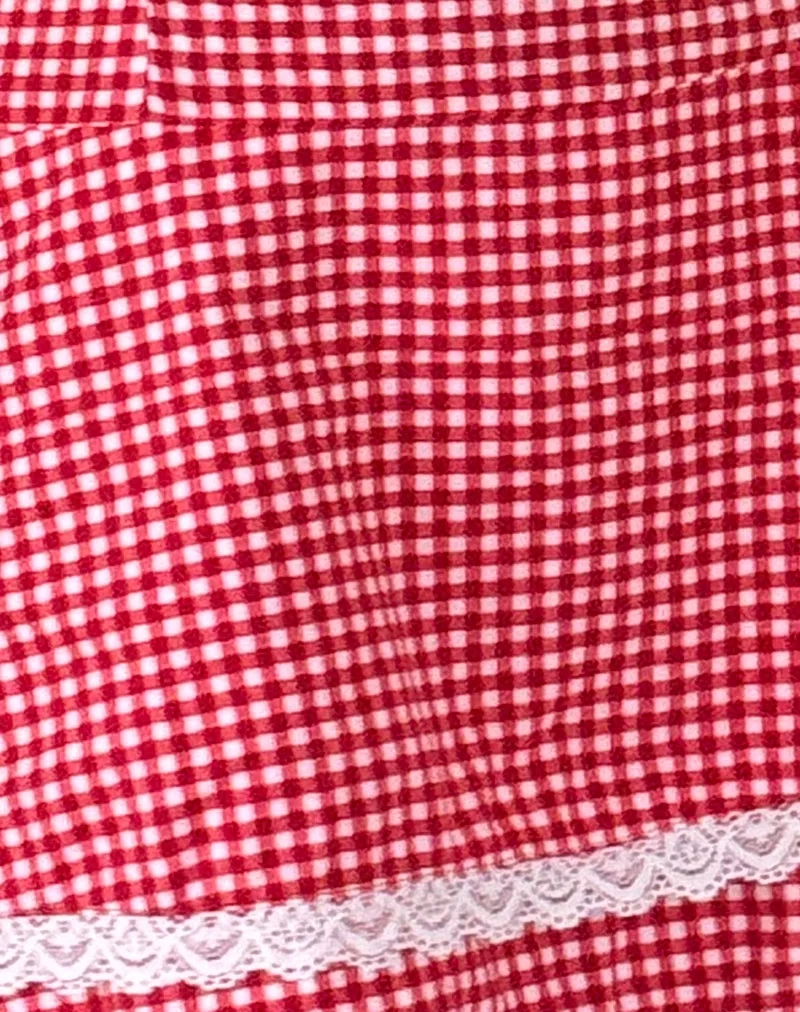 Flossie Mini Dress in Red Gingham