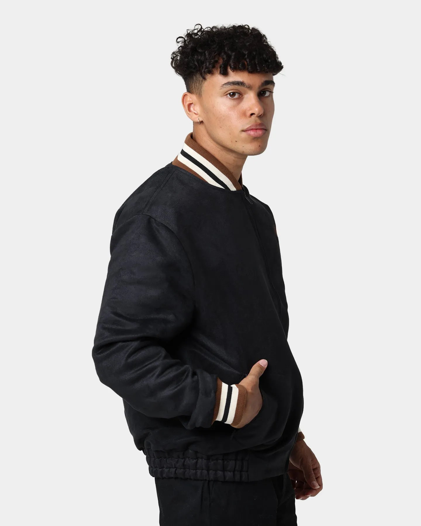 Fred Perry Suedette Tennis Bomber Jacket Black