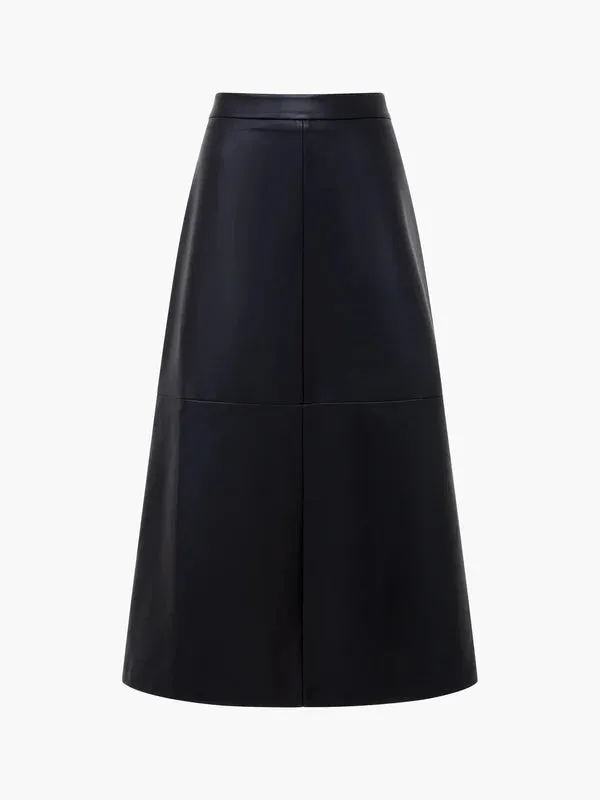 French Connection Crolenda PU Midi Skirt-Blackout-73XAM