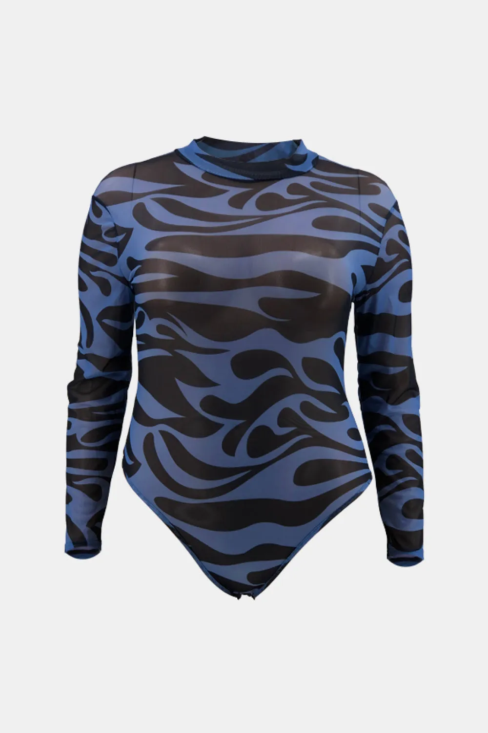 Full Size Abstract Print Mock Neck Bodysuit