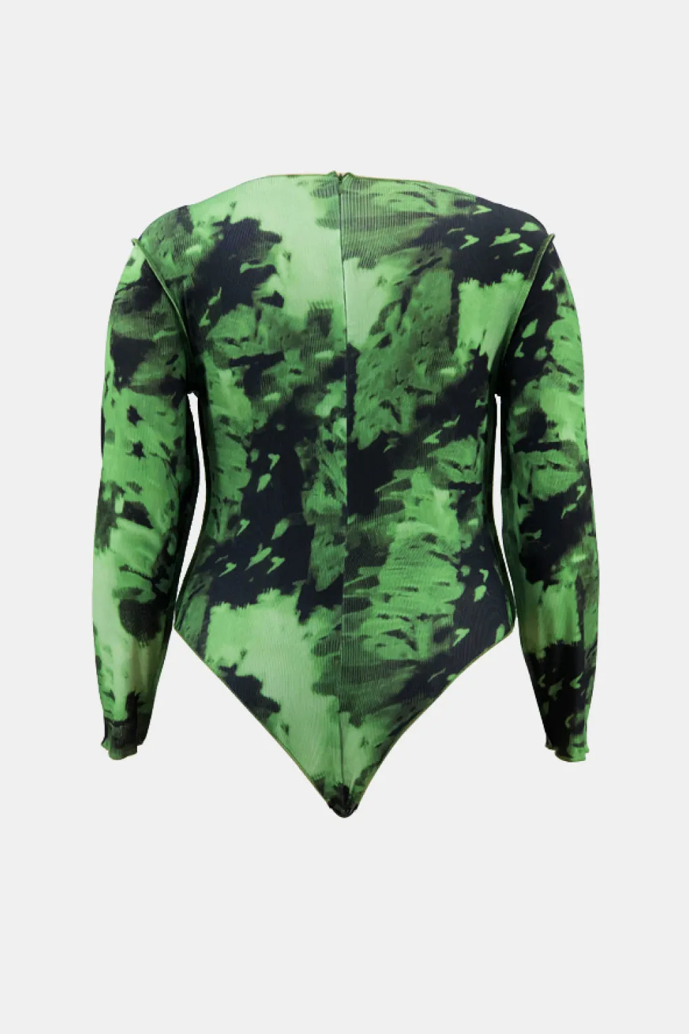 Full Size Tie-Dye Exposed Seam Round Neck Bodysuit