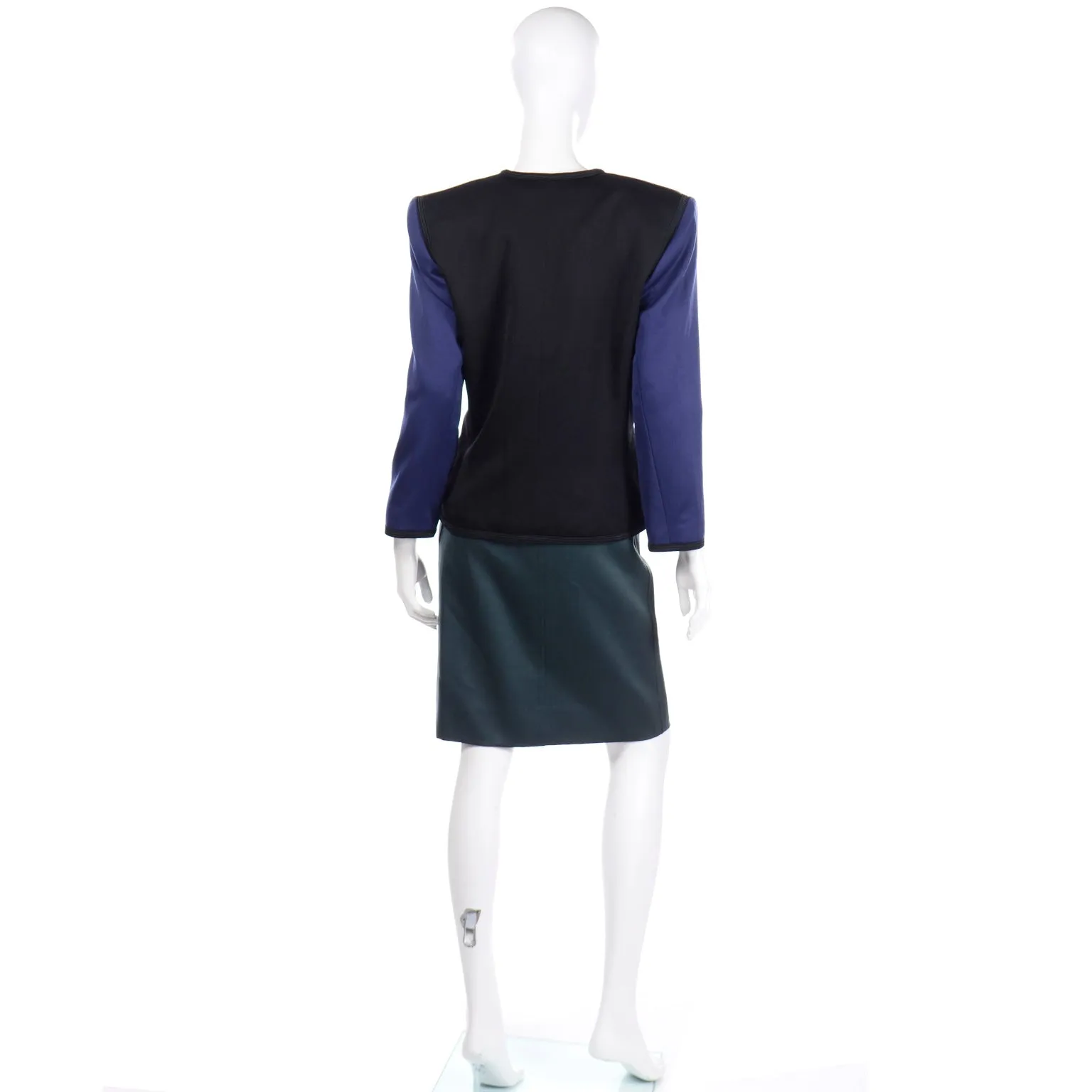 F/W 1988 Yves Saint Laurent Geometric Color Block Skirt Suit w 2 Skirts