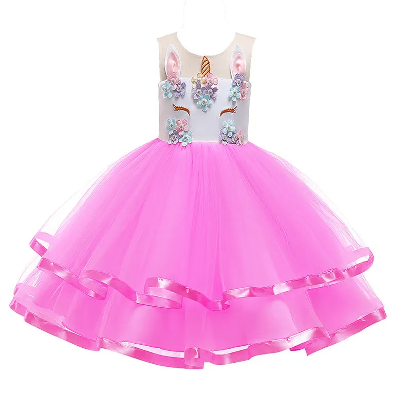 Girls' Unicorn Dress Princess Dress Kids' Skirt Christmas Dress Gauze Dress Kids Dress