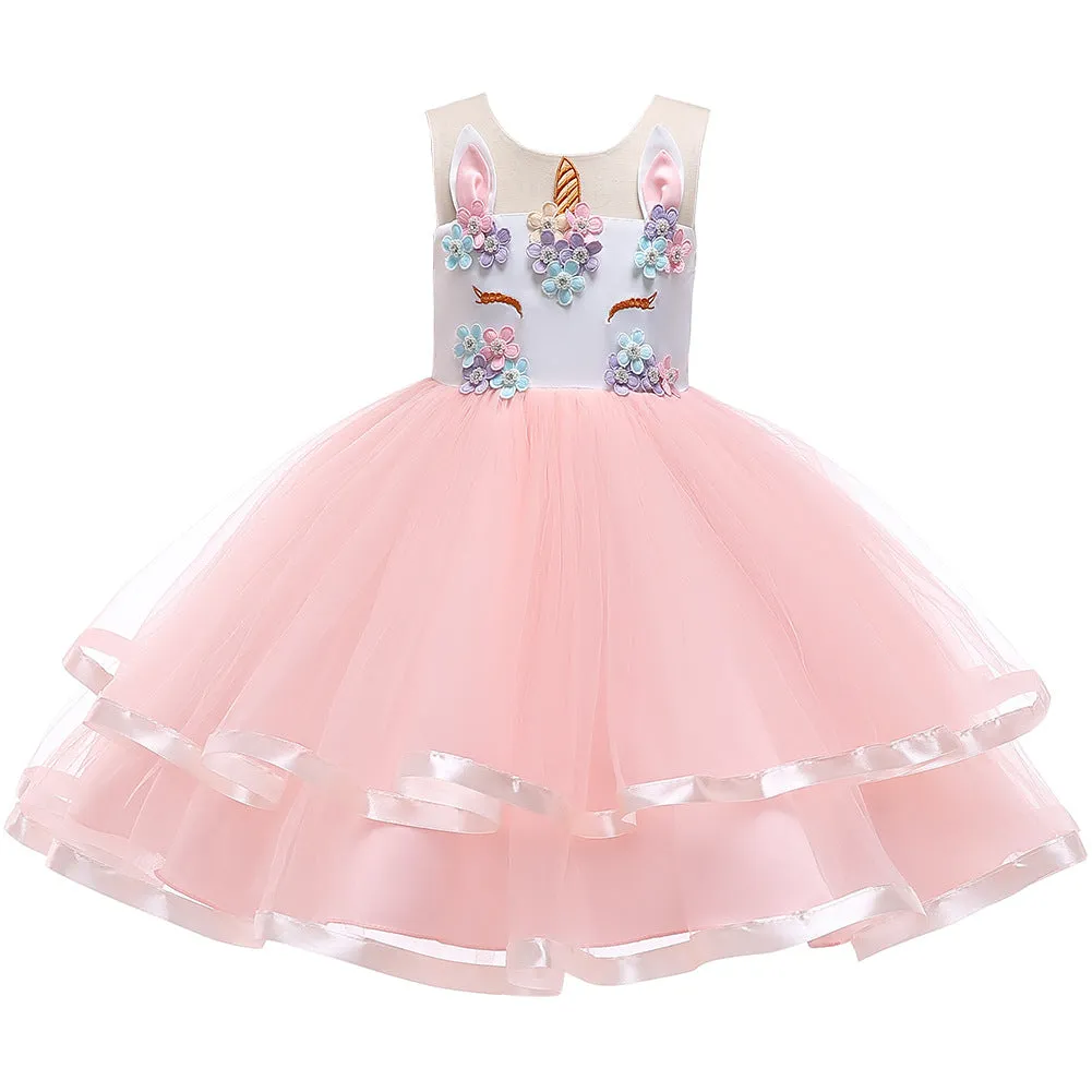 Girls' Unicorn Dress Princess Dress Kids' Skirt Christmas Dress Gauze Dress Kids Dress