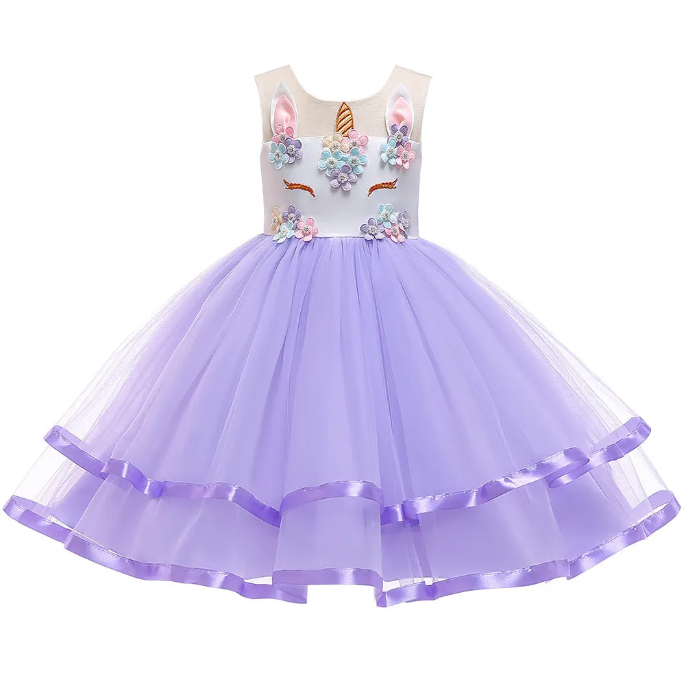 Girls' Unicorn Dress Princess Dress Kids' Skirt Christmas Dress Gauze Dress Kids Dress