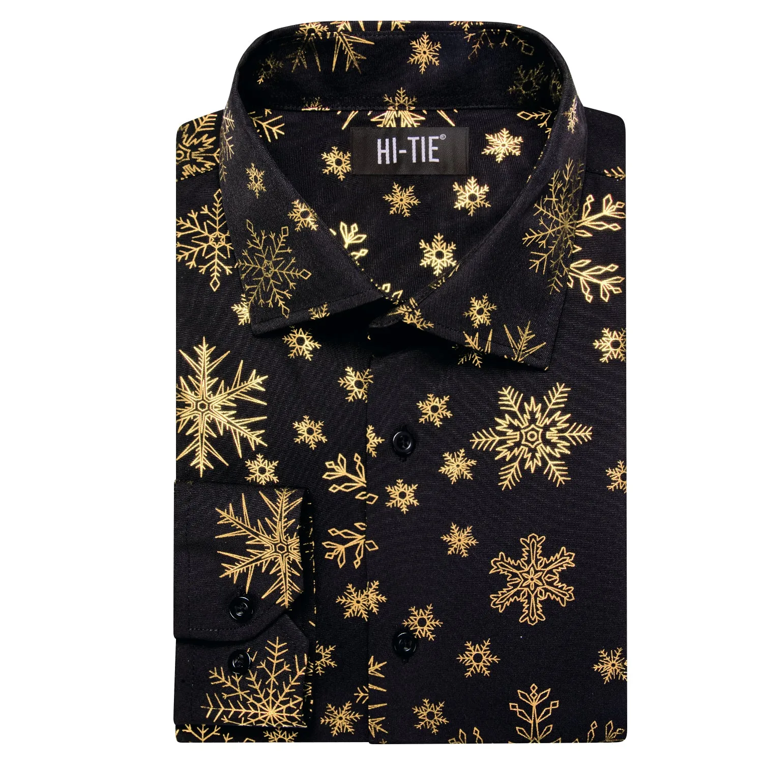 Golden Snowflake Men Long Sleeve Shirt Christmas