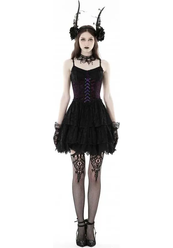 Gothic Lace Up [Black/Purple] | CORSET DRESS