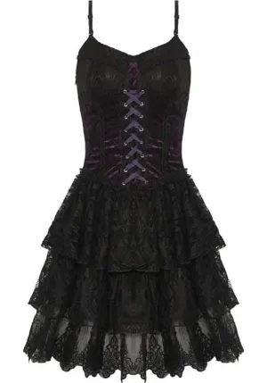 Gothic Lace Up [Black/Purple] | CORSET DRESS