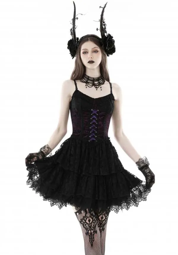 Gothic Lace Up [Black/Purple] | CORSET DRESS