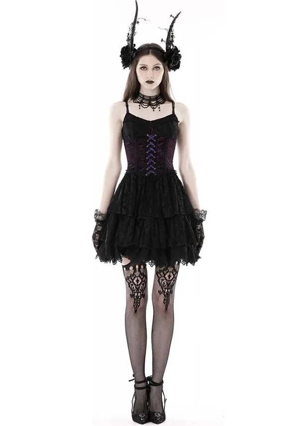 Gothic Lace Up [Black/Purple] | CORSET DRESS