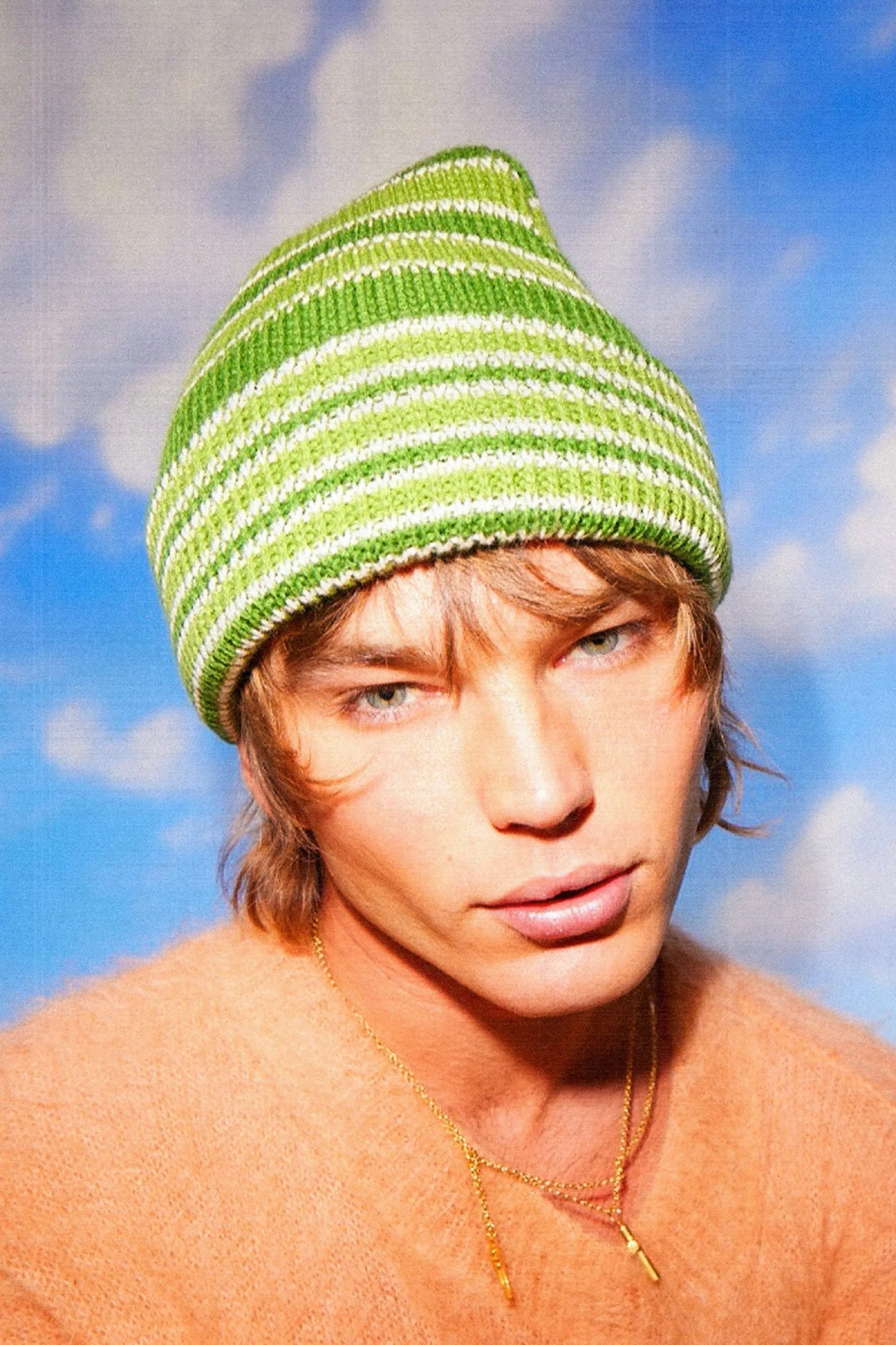 Green Stripe Momo Beanie