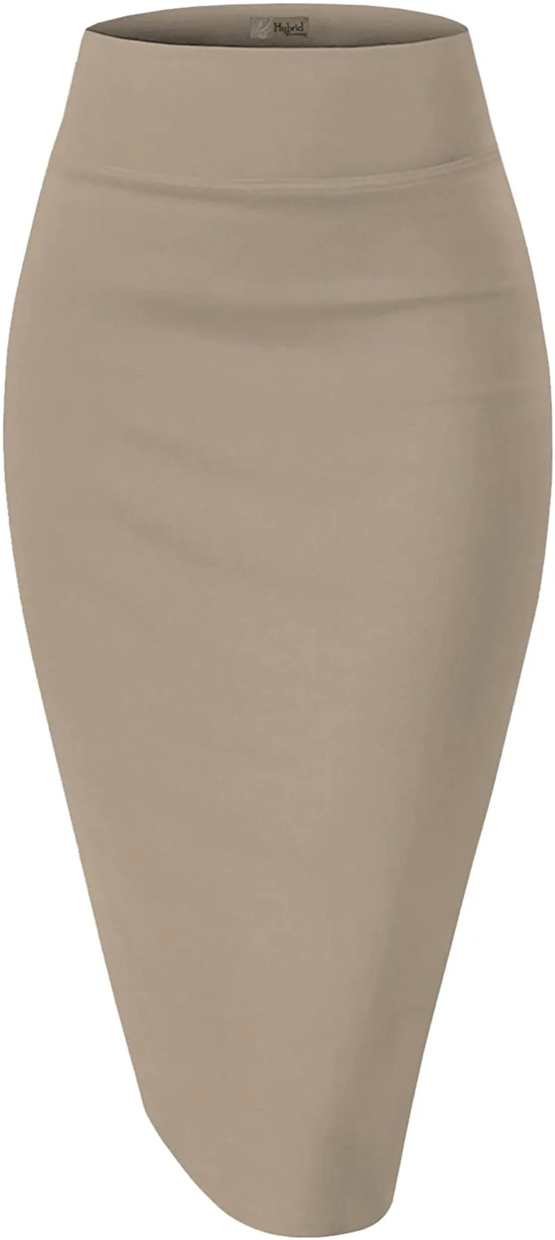 H&C Women Premium Nylon Ponte Stretch Office Pencil Skirt Made Below Knee Made in The USA