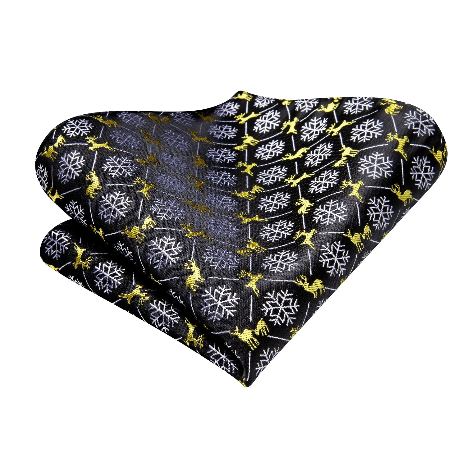 Hi-Tie Black White Christmas Snowflakes Mens Self-tied Bow Tie Set