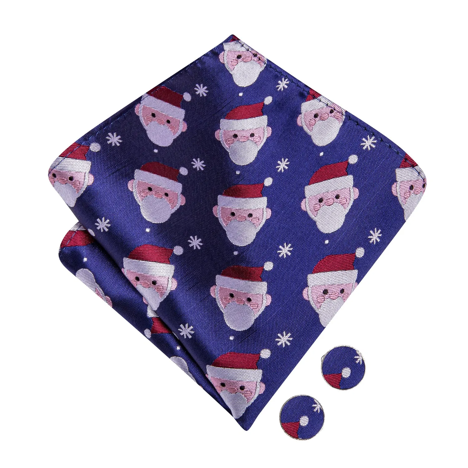 Hi-Tie Blue Christmas Snowman Pre-tied Bow Tie Hanky Cufflinks Set