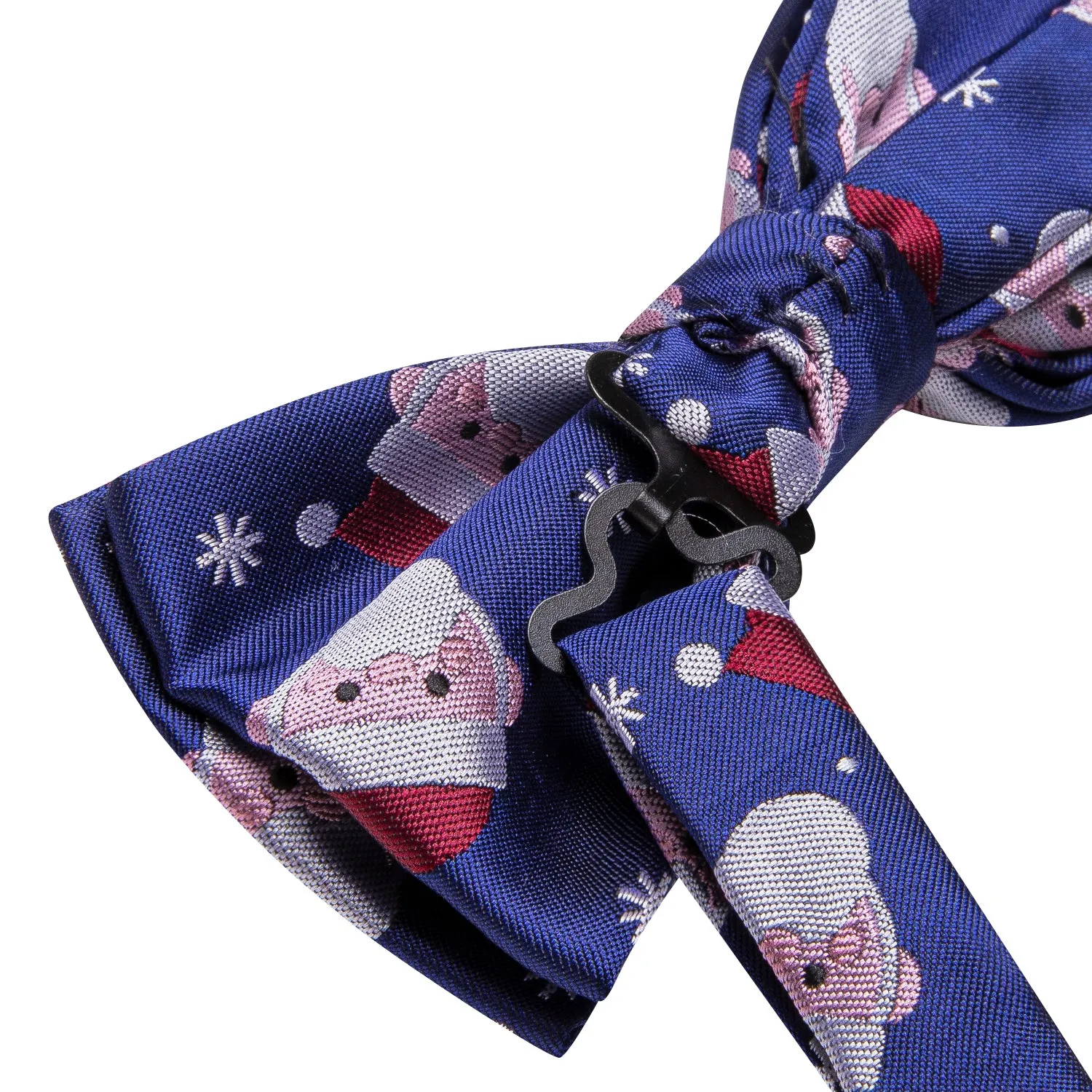 Hi-Tie Blue Christmas Snowman Pre-tied Bow Tie Hanky Cufflinks Set