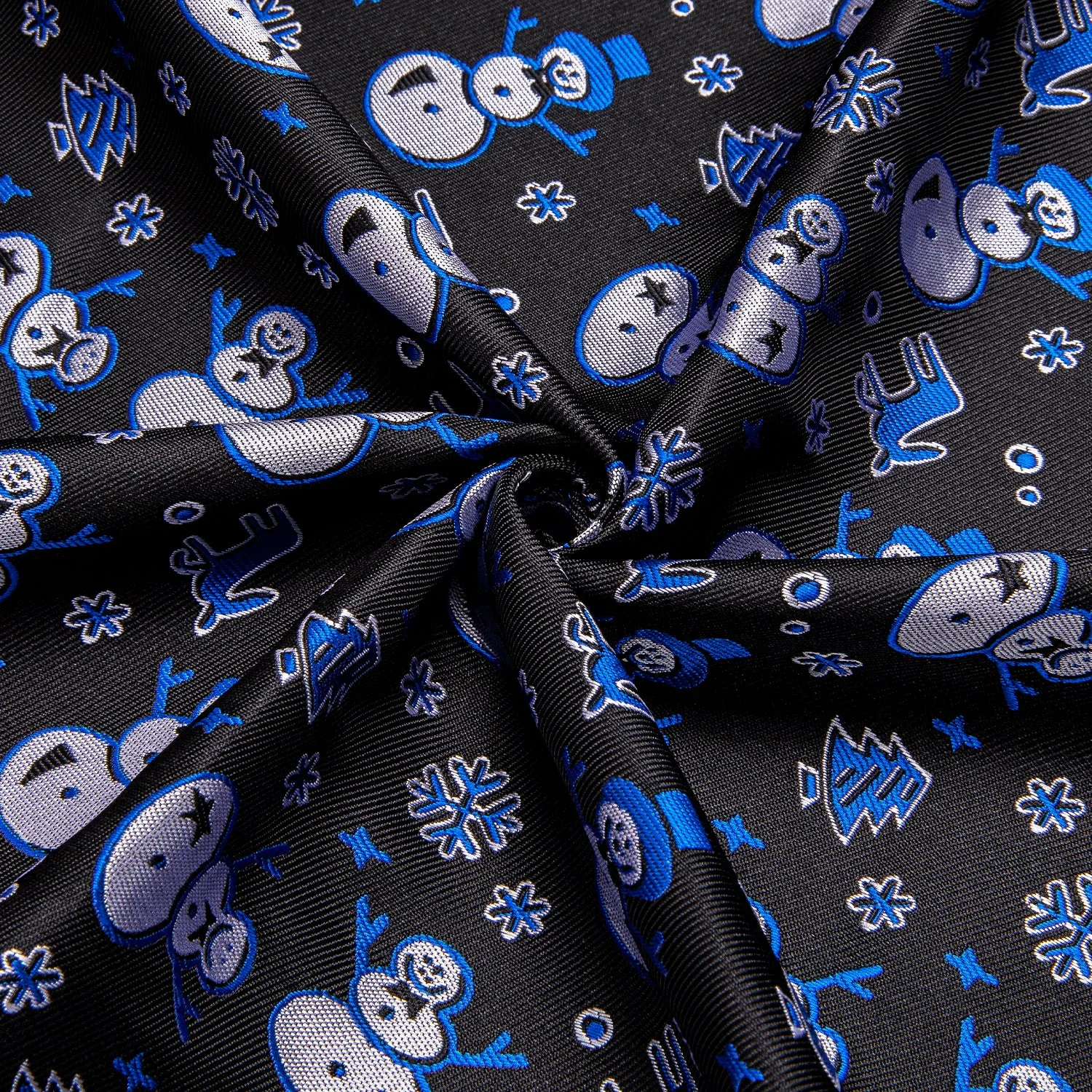 Hi-Tie Blue Shirt Black Blue Snowman Men Long Sleeve Shirt Christmas