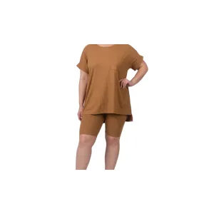 Highly Favored Biker Shorts Set Deep Camel