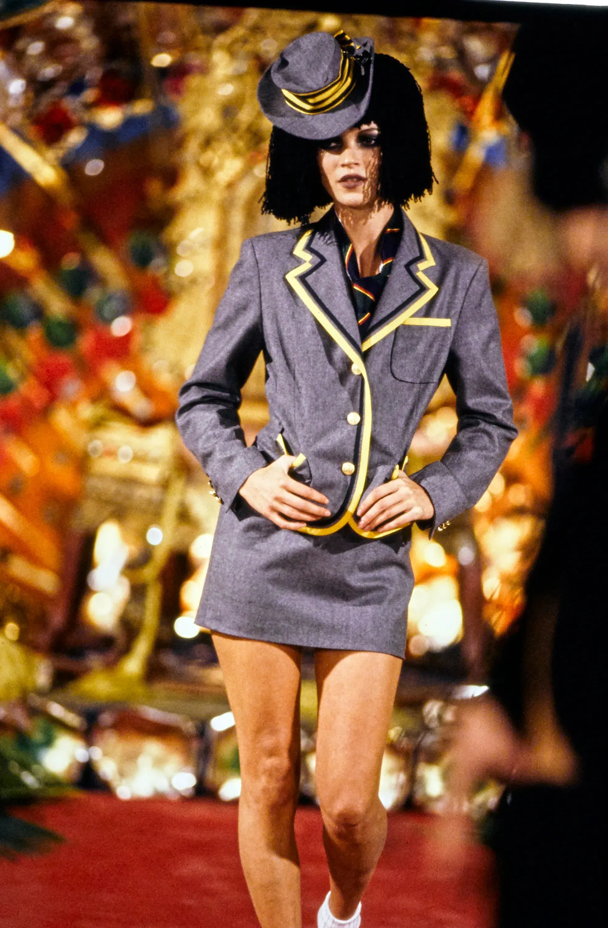 Iconic Fall 1997 John Galliano "Suzy Sphinx" Runway Looks 7 & 8 Grey Schoolgirl Jacket