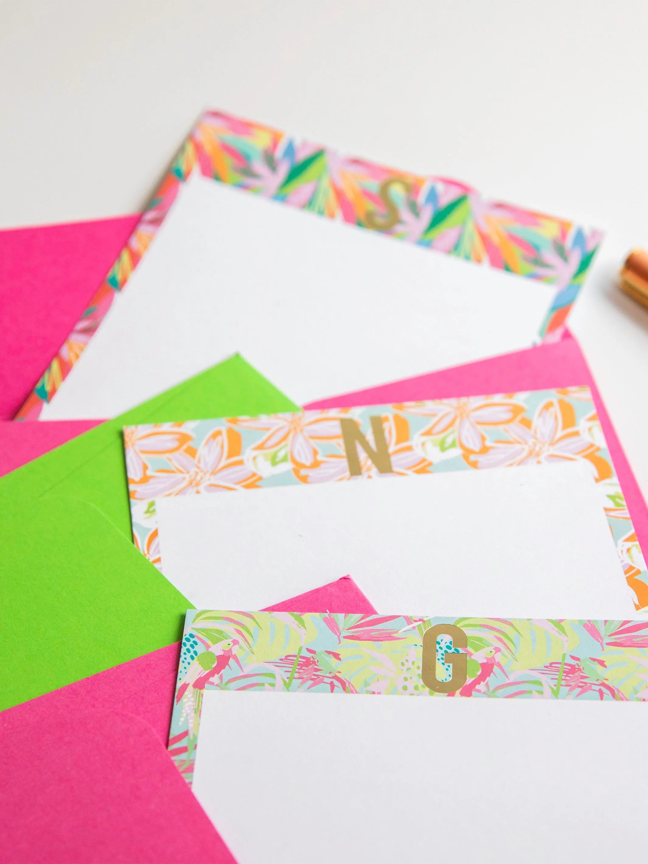 Initial Notecards with Envelopes | Tropical - Set of 16