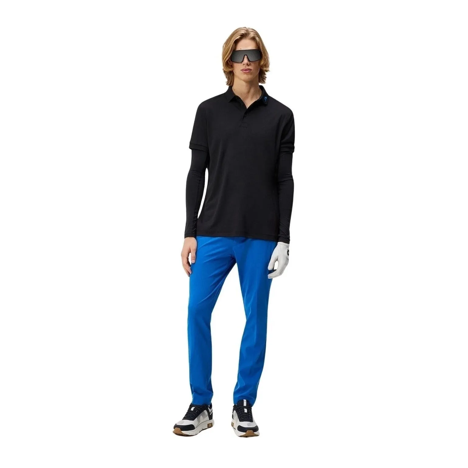 J.Lindeberg KV Regular Fit Golf Polo Shirt - Black/ Blue